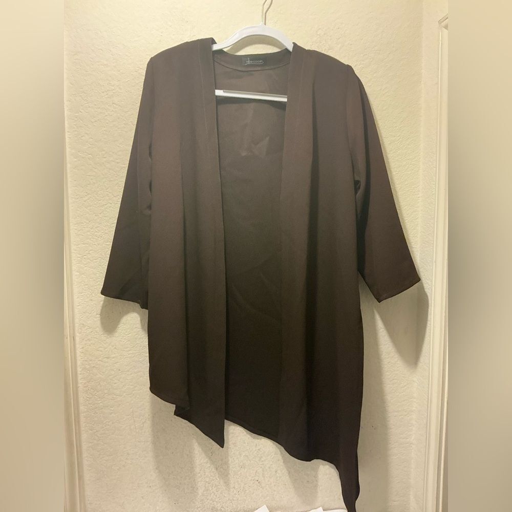 NWOT Allie Coosh open front tunic brown asymmetrical oversized